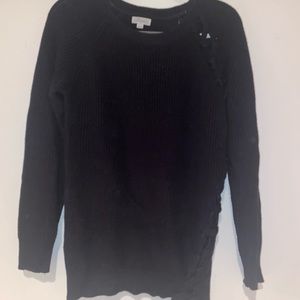 Black side lace up sweater, size medium
